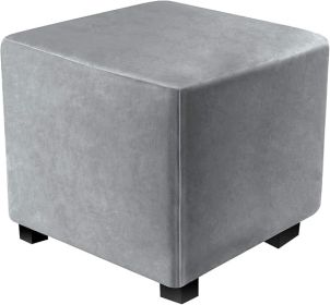 Ottoman Covers Slipcover Square Ottoman Covers Protector for Footrest Foot Stool Furniture Stretch Comfortable Velvet with Elastic Bottom (Length