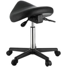 Saddle Stool with Wheels, 400 LBS Weight Capacity, Height Adjustable Thickened PU Leather Swivel Saddle Stool Chair for Salon, Spa, Tattoo, Clini