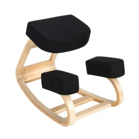 Ergonomic Kneeling Chair Rocking Office Desk Stool Upright Posture (Color: Black)